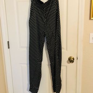 High-waist Silky Pants Wild Honey Black Polka Dot small